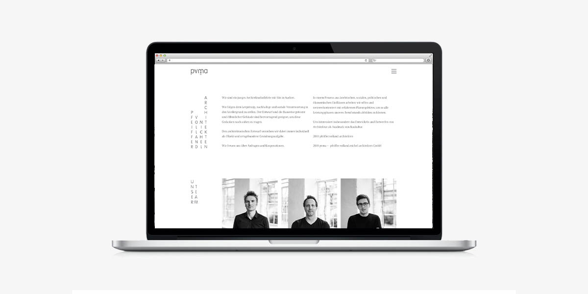 Webdesign für das Architekturbüro pvma